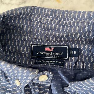 Vineyard Vines Men's Blue Fish Button Down Shirt